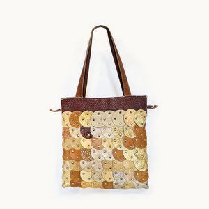 Vintage Peccini multicolor leather scallops tote